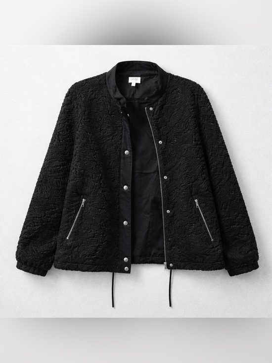 BiBi Jackets & Blazers - BIBI Black Textured Jacket XL | Lightweight Snap & Zip Front | Chic Casual Layer